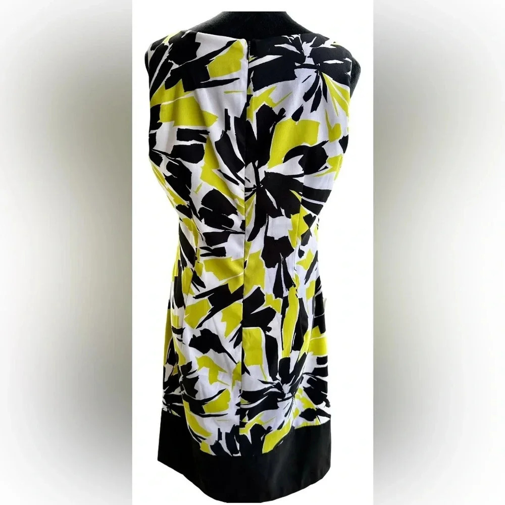 Ronni Nicole Sheath Dress Size 12 Green Black White Abstract Floral nwot 012 - Picture 2 of 3